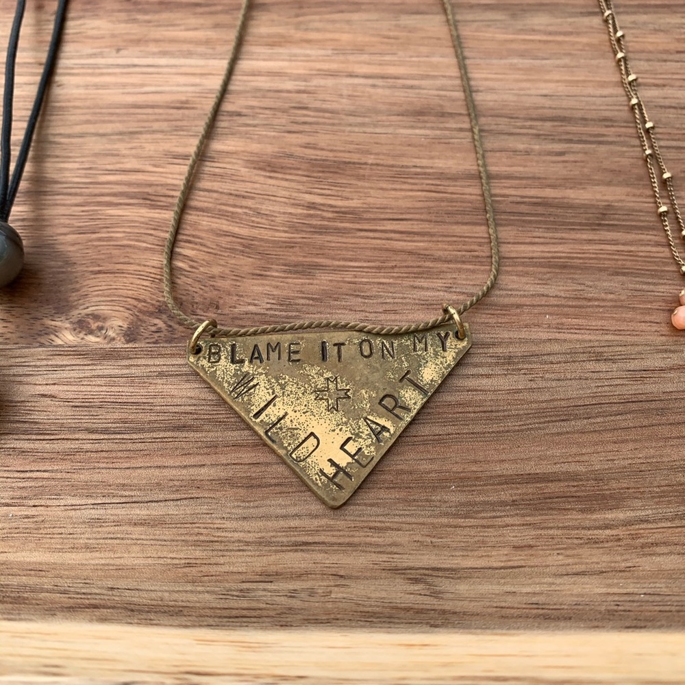 Blame It On My Wild Heart Brass Necklace